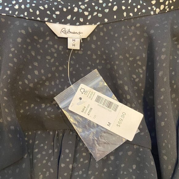 NWT Reitmans Black & White Polka Dot Patterned Long Sleeve Button-Down Dress med - Picture 11 of 15